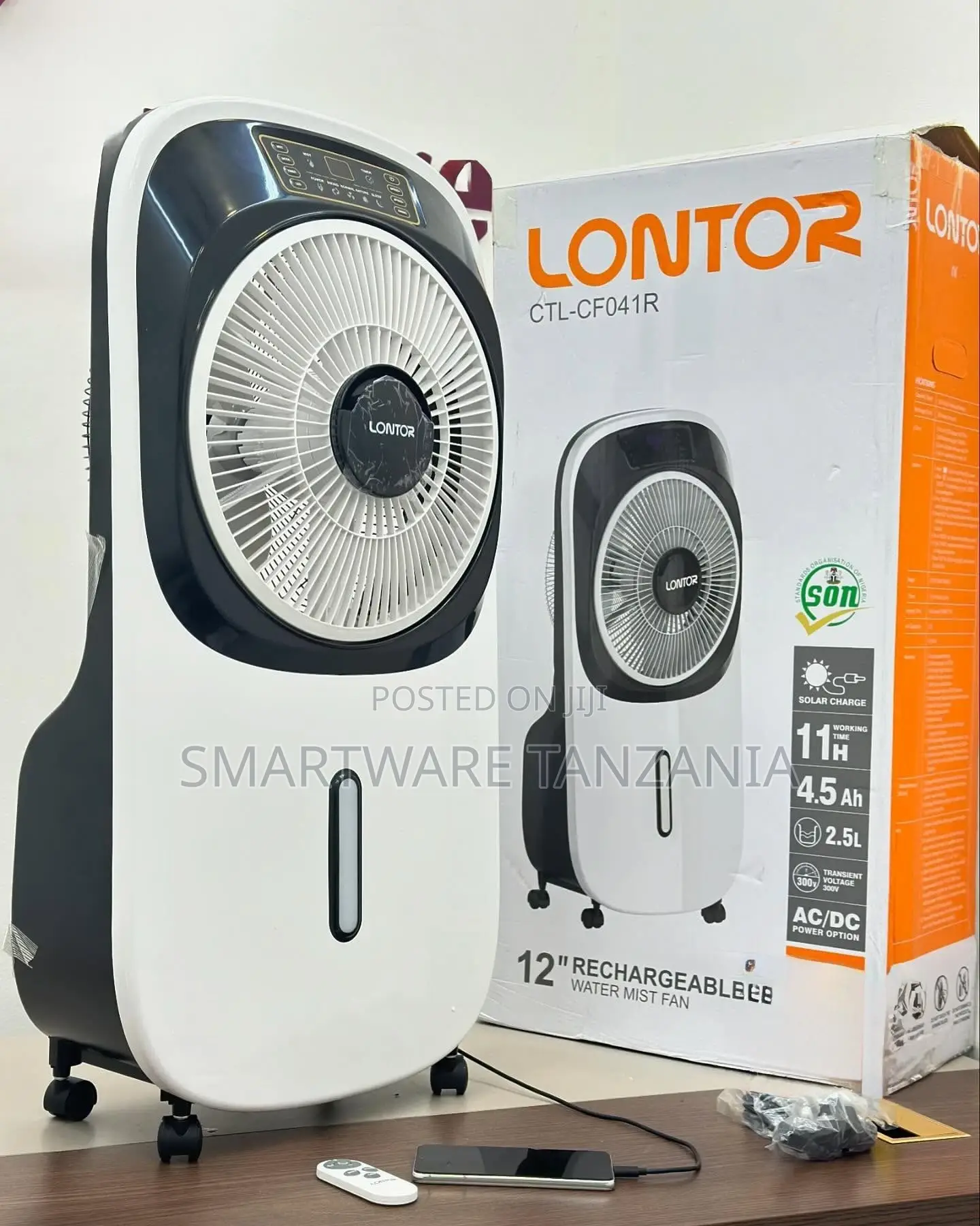 T PRO CTL-CF041R 12" Lontor Rechargeable Water Mist Fan