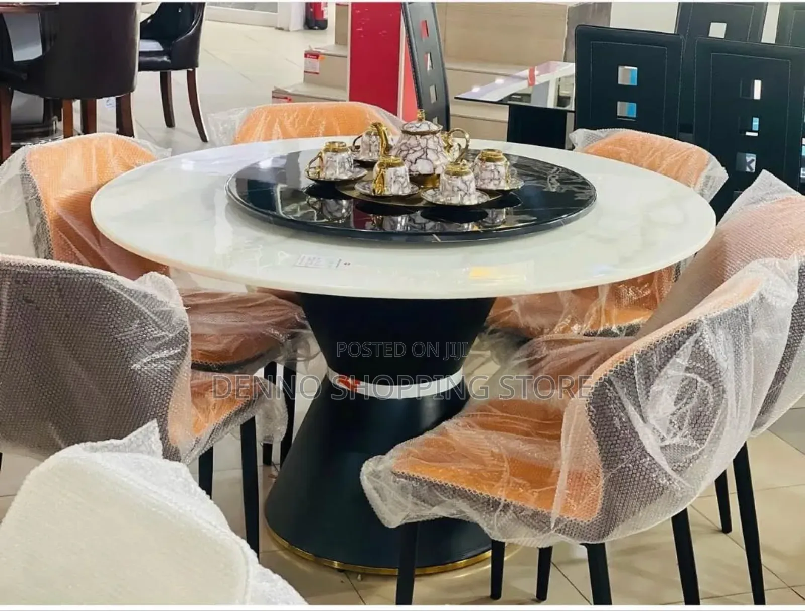 Round Marble Dining Table 6 Chairs.