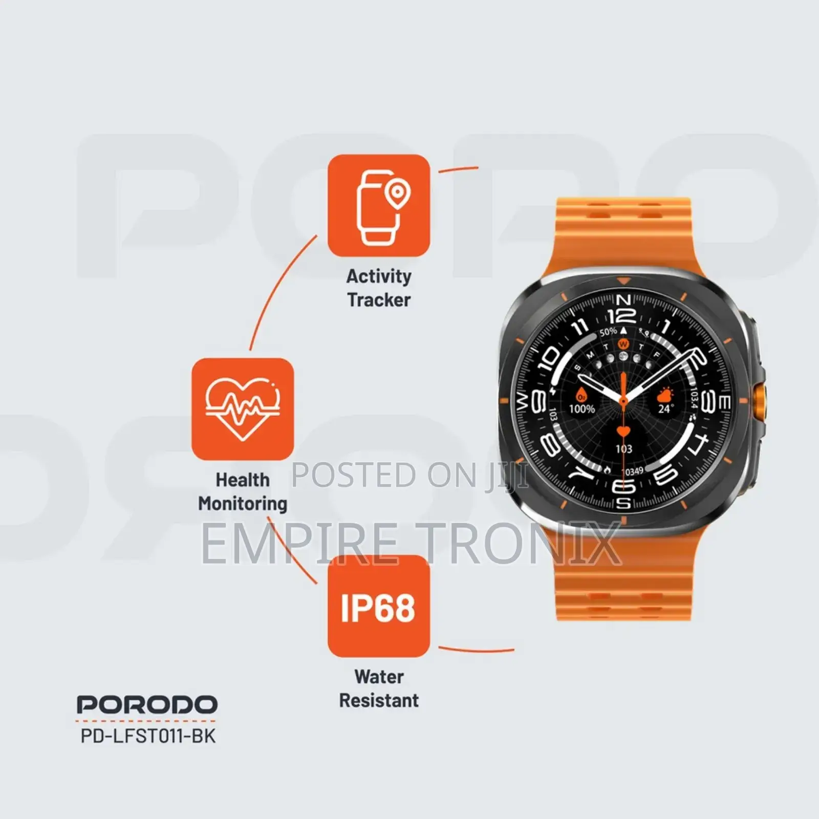 Porodo Voyager Smart Watch Orange