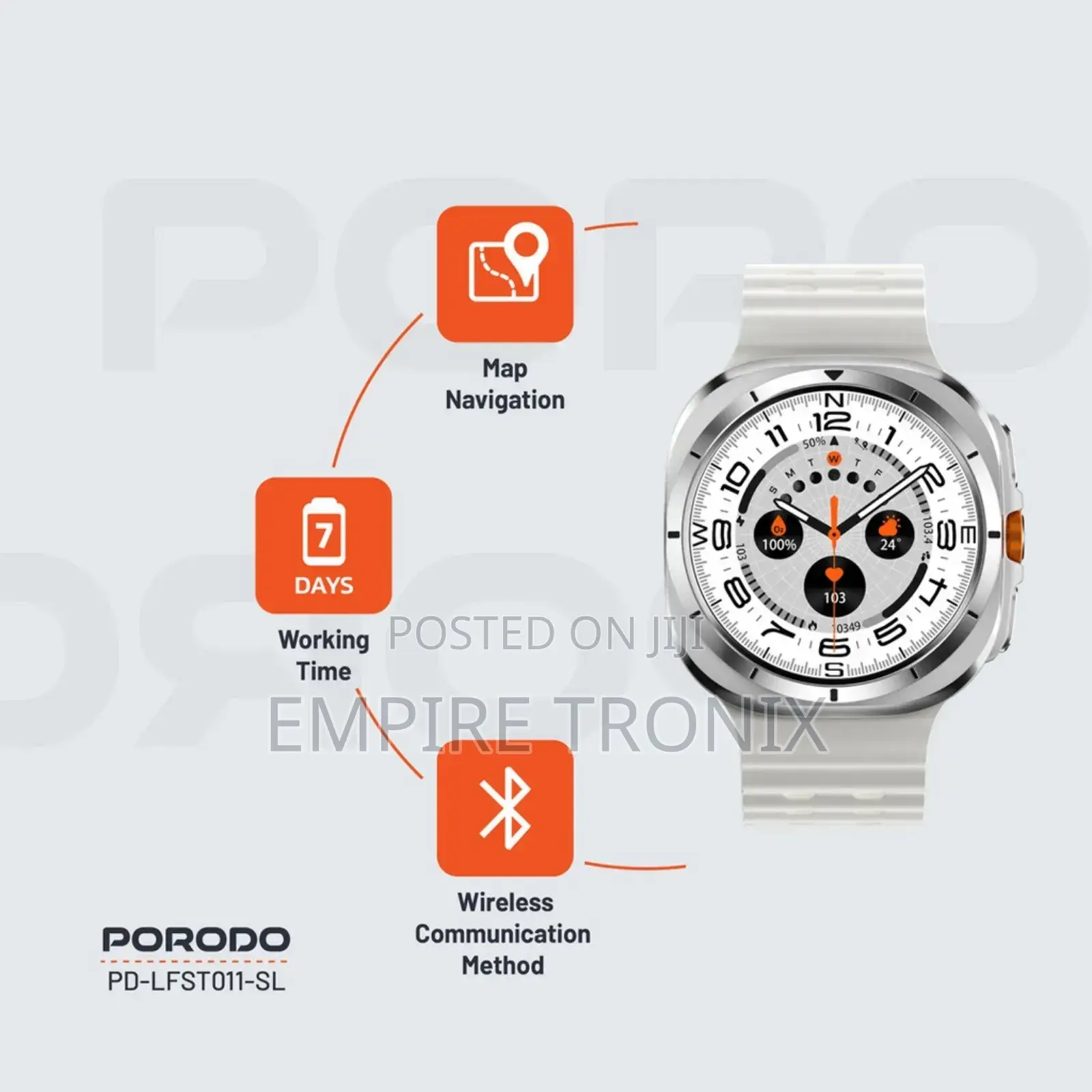 Porodo Voyager Smart Watch White
