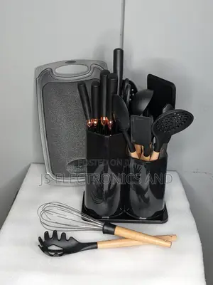 Big Offer  Kitchenware Set Black Color 19 Set