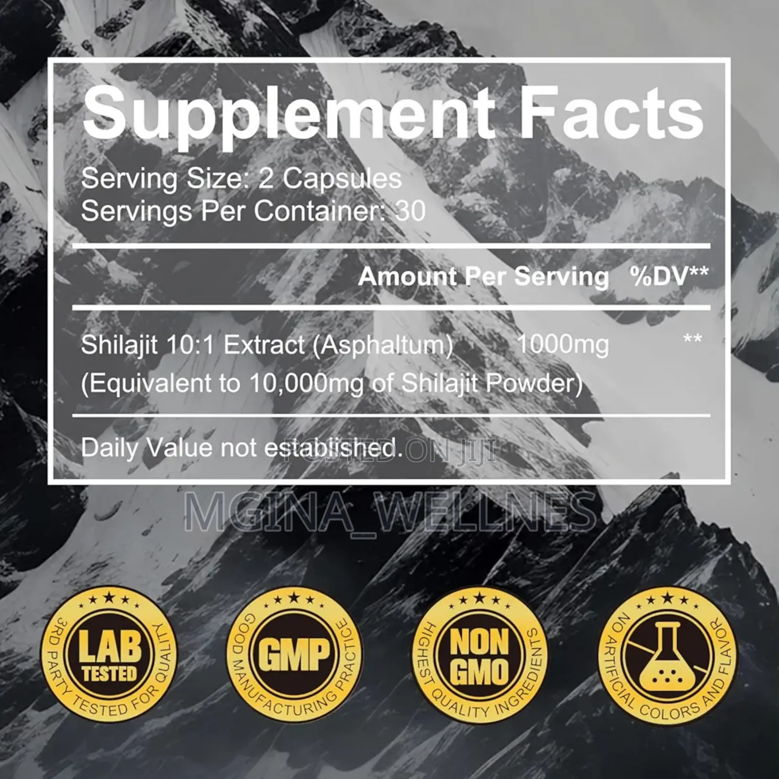 NATURAL SHILAJIT FROM HIMALAYANS, 10000mg (60 Capsule )