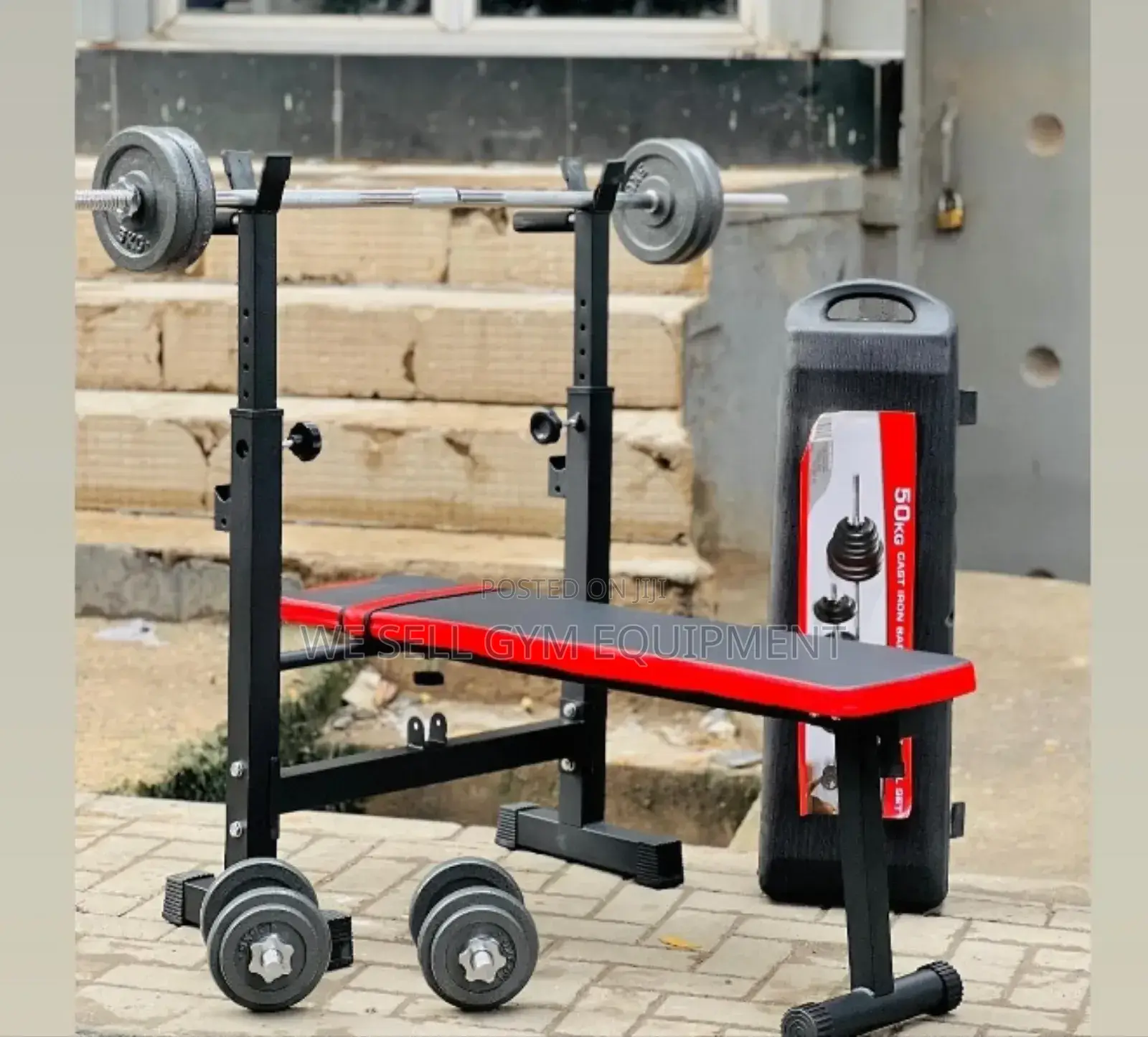 Mini Bench + 50kg Dumbbells Set