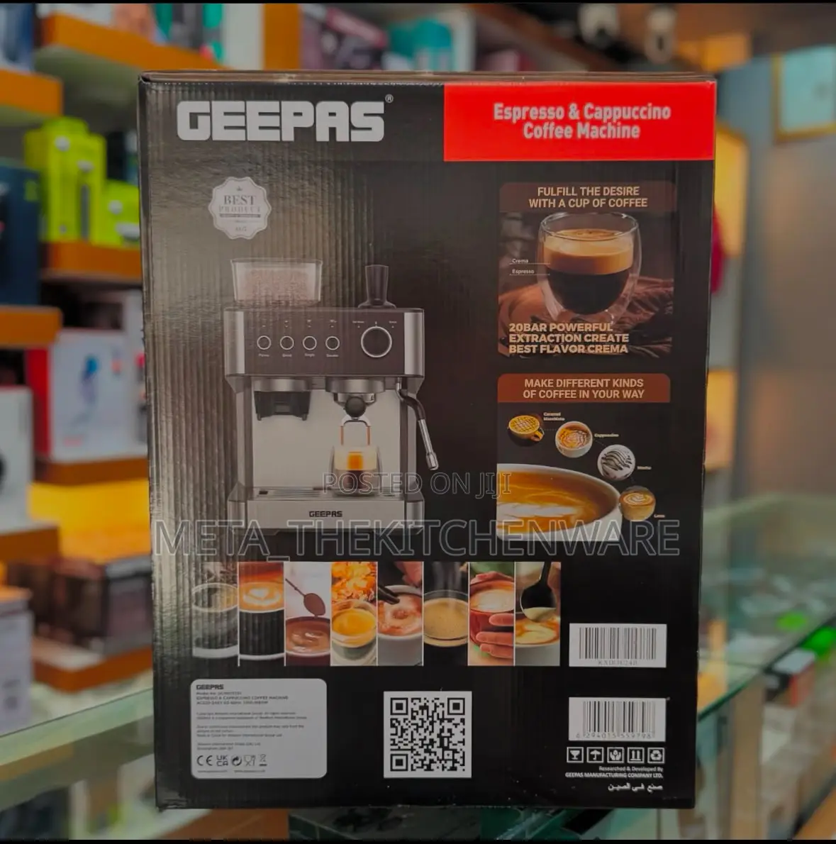 Geepas Espresso and Cappuccino Coffee Machine 20 Bar