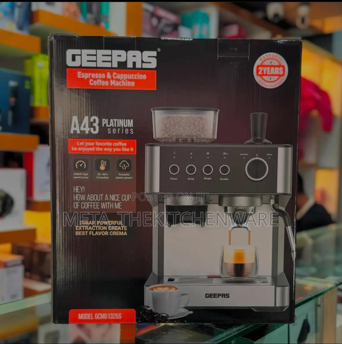Geepas Espresso and Cappuccino Coffee Machine 20 Bar