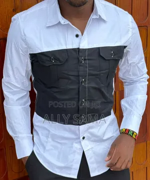 Mens Shirt Double Pocket Material Cotoon