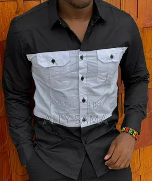 Mens Shirt Double Pocket Material Cotoon