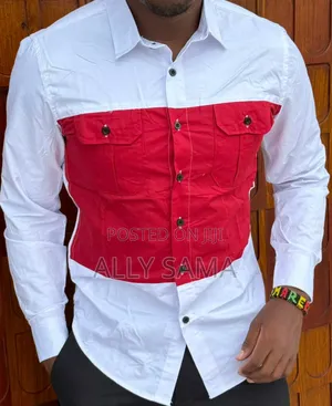 Mens Shirt Double Pocket Material Cotoon