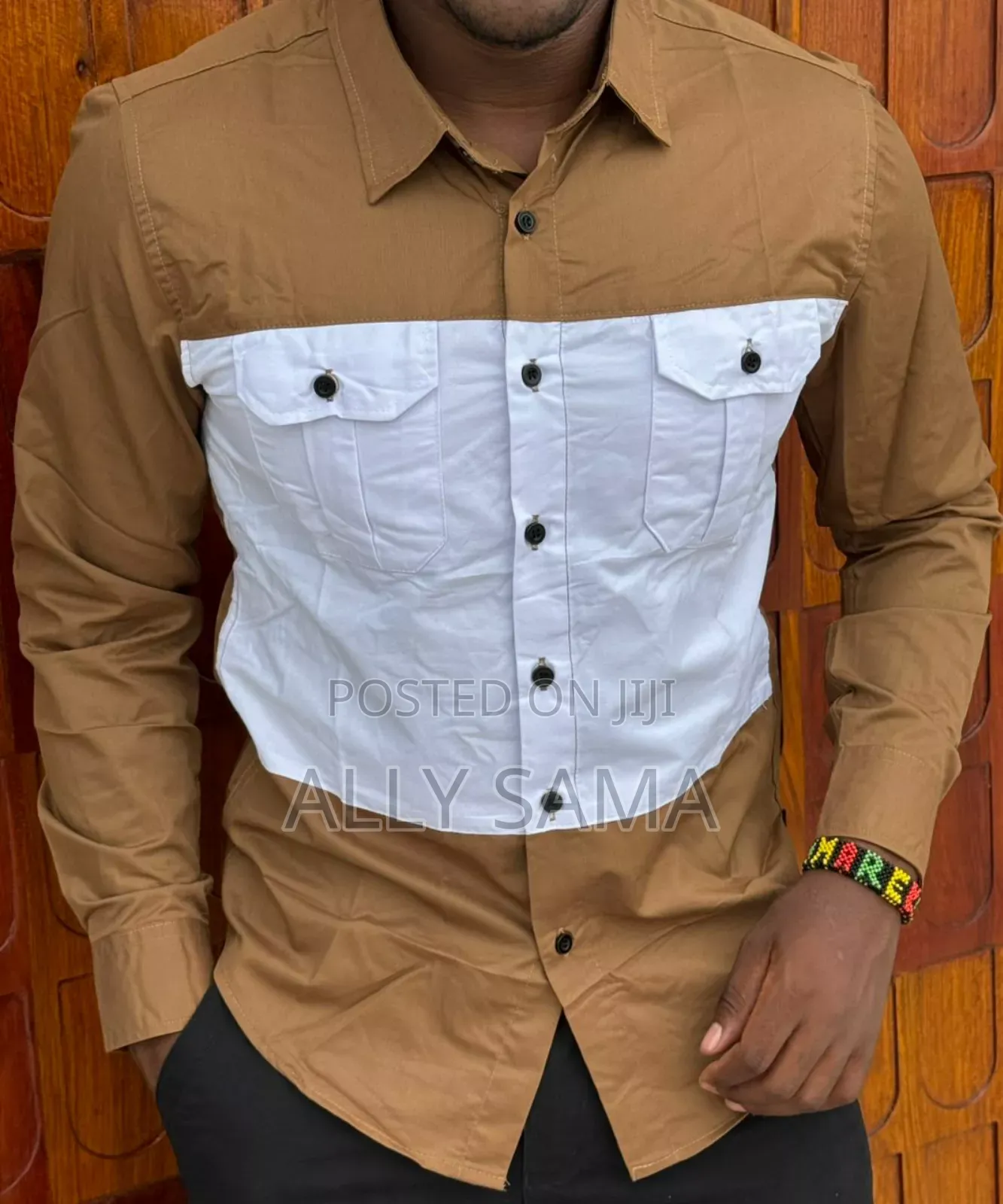 Mens Shirt Double Pocket Material Cotoon