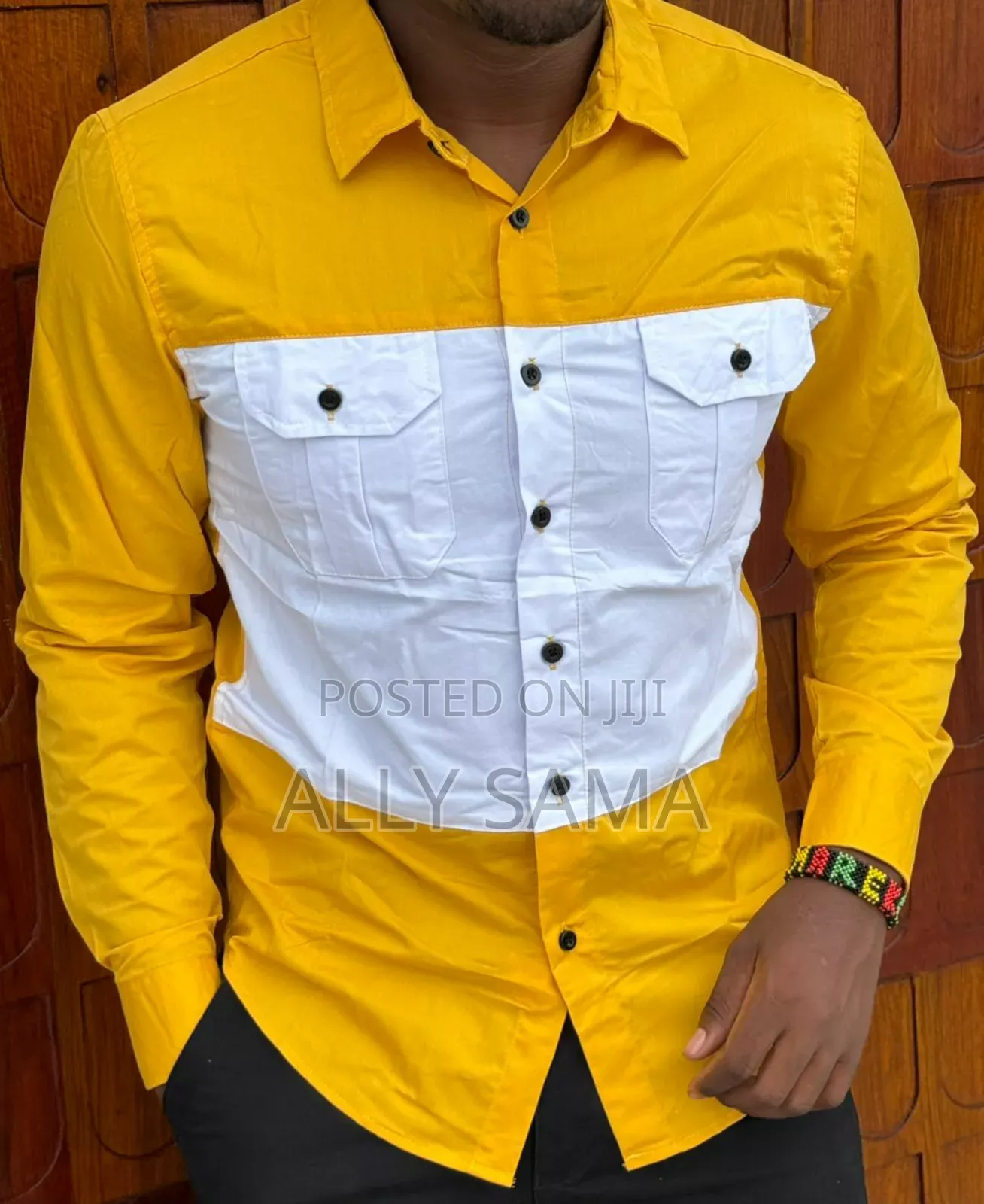 Mens Shirt Double Pocket Material Cotoon