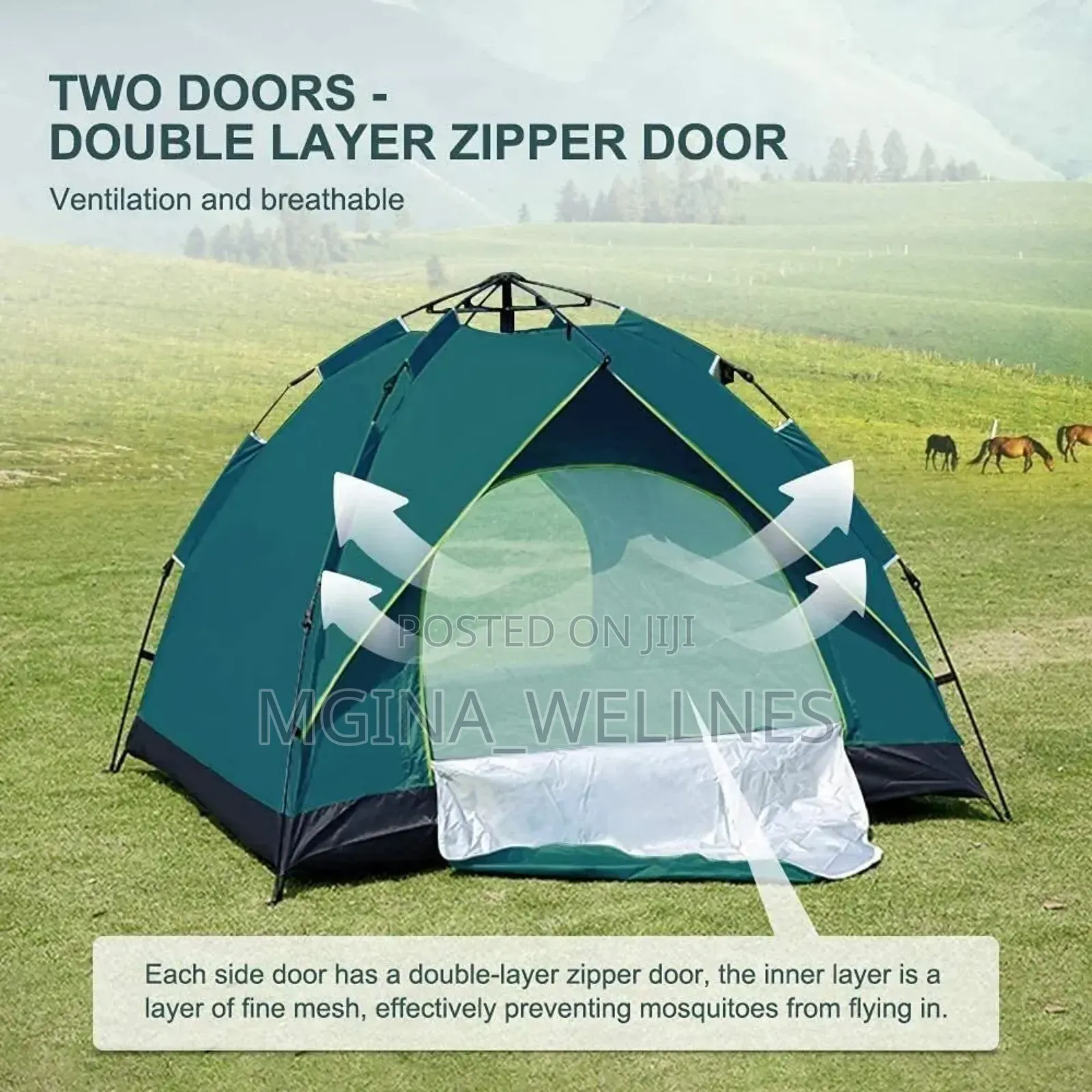 Automatic Heavy Duty Tent for 4 People With 2 Doors