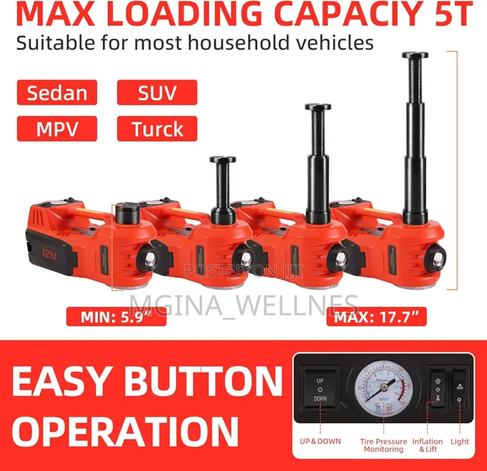 5 Ton Electric Hydraulic Car Jack With Tire Air Pump