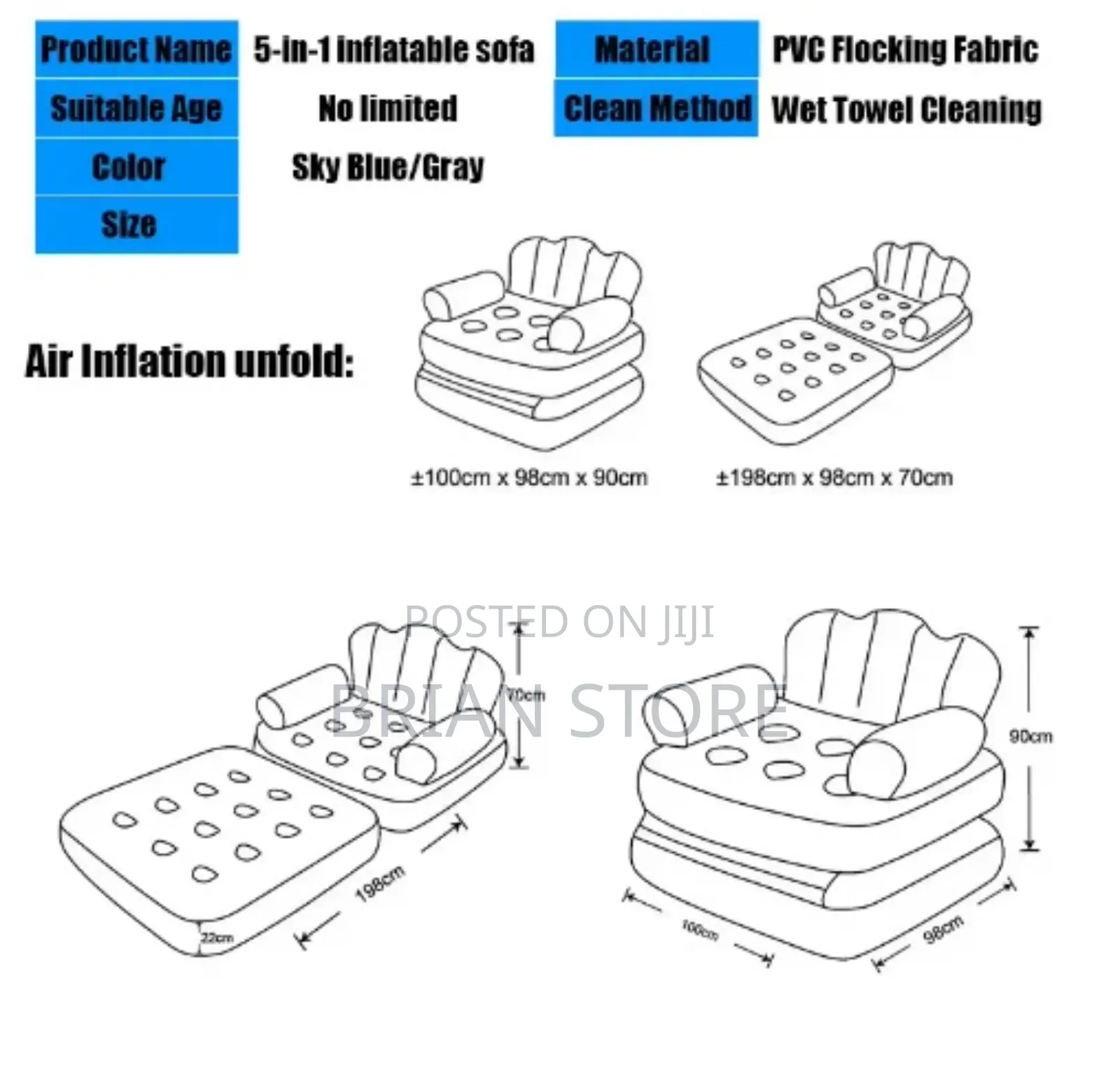 Inflatable Air Sofa And Matress (2in 1)