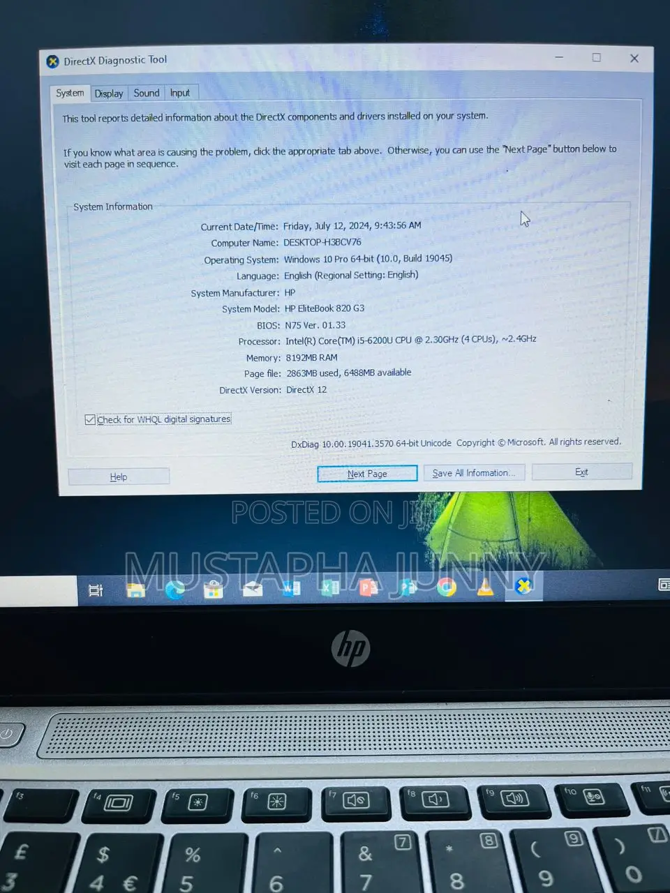 Laptop HP EliteBook 820 G3 8GB Intel Core I5 HDD+SSD 500GB