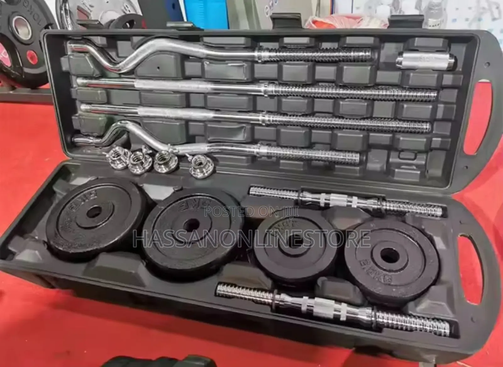 55KG Adjustable Dumbbell to Barbell Set With Carry Case