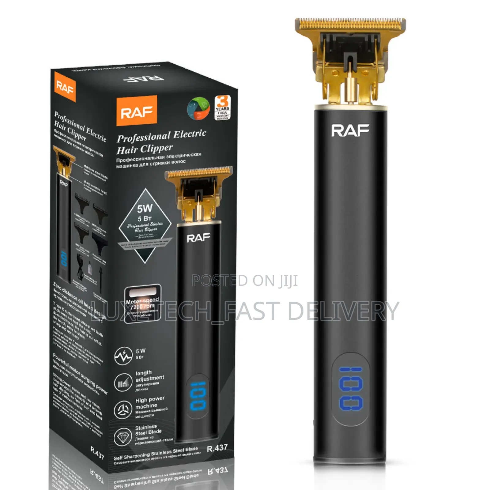 Raf R.437 Professional Rechargeable Electric Hair Trimmer