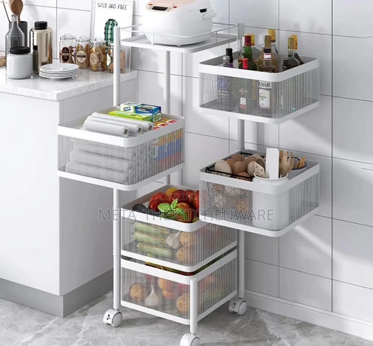 Multi-Layer Kitchen Storage Shelf Square 5 Layer