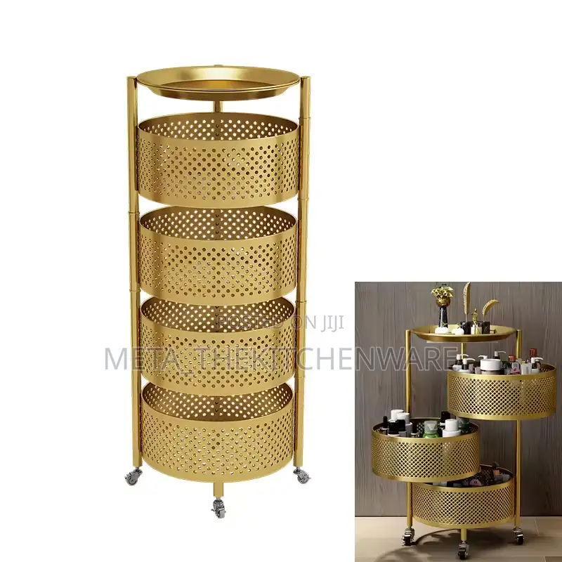 5 Layer Kitchen Rotating Trolley Storage Rack