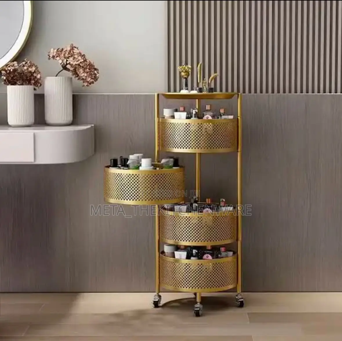 5 Layer Kitchen Rotating Trolley Storage Rack