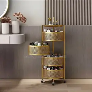 5 Layer Kitchen Rotating Trolley Storage Rack