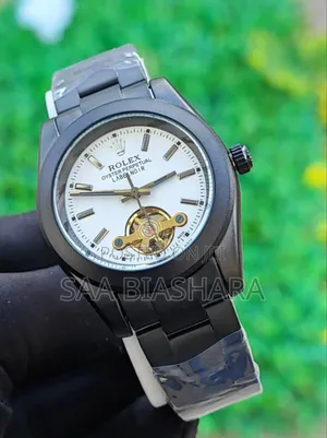 Rolex Semi Skeleton Watch Black and White