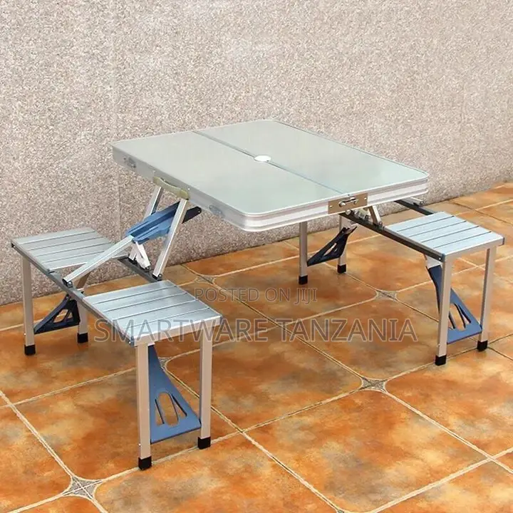 Aluminum Portable Picnic Folding Table With Two Benches
