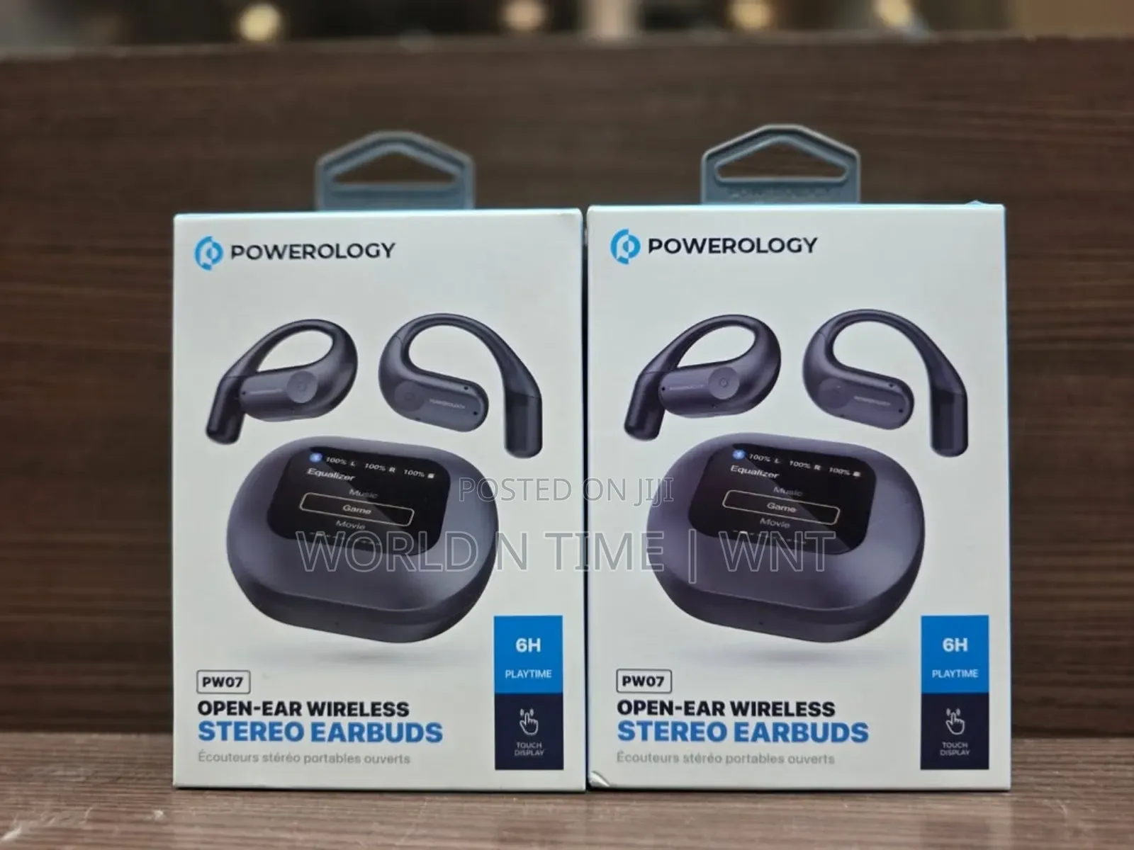 Powerology Open Ear Wireless Earbuds With Touch Display Case