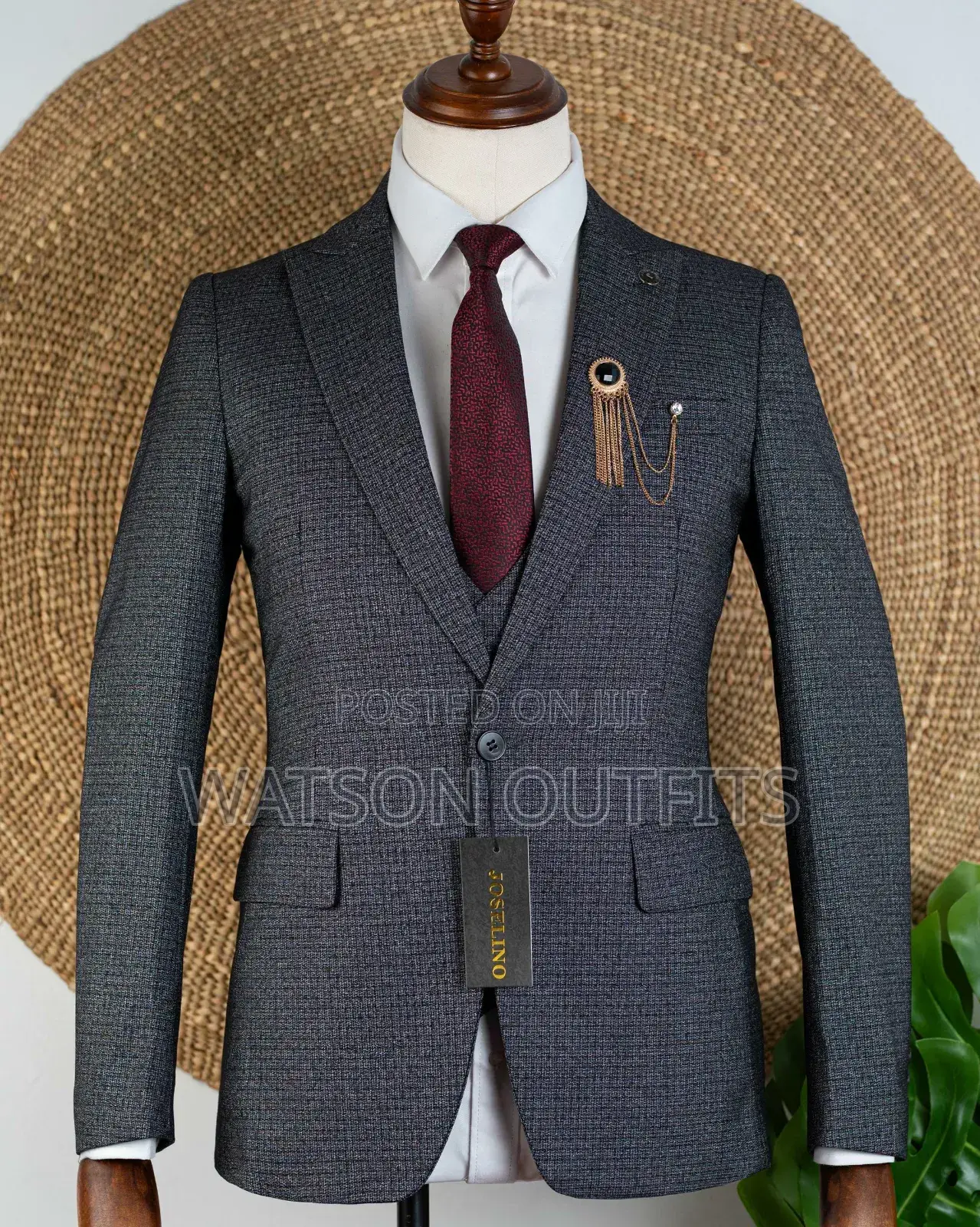 Top Quality Charcoal Grey Men Suits Original