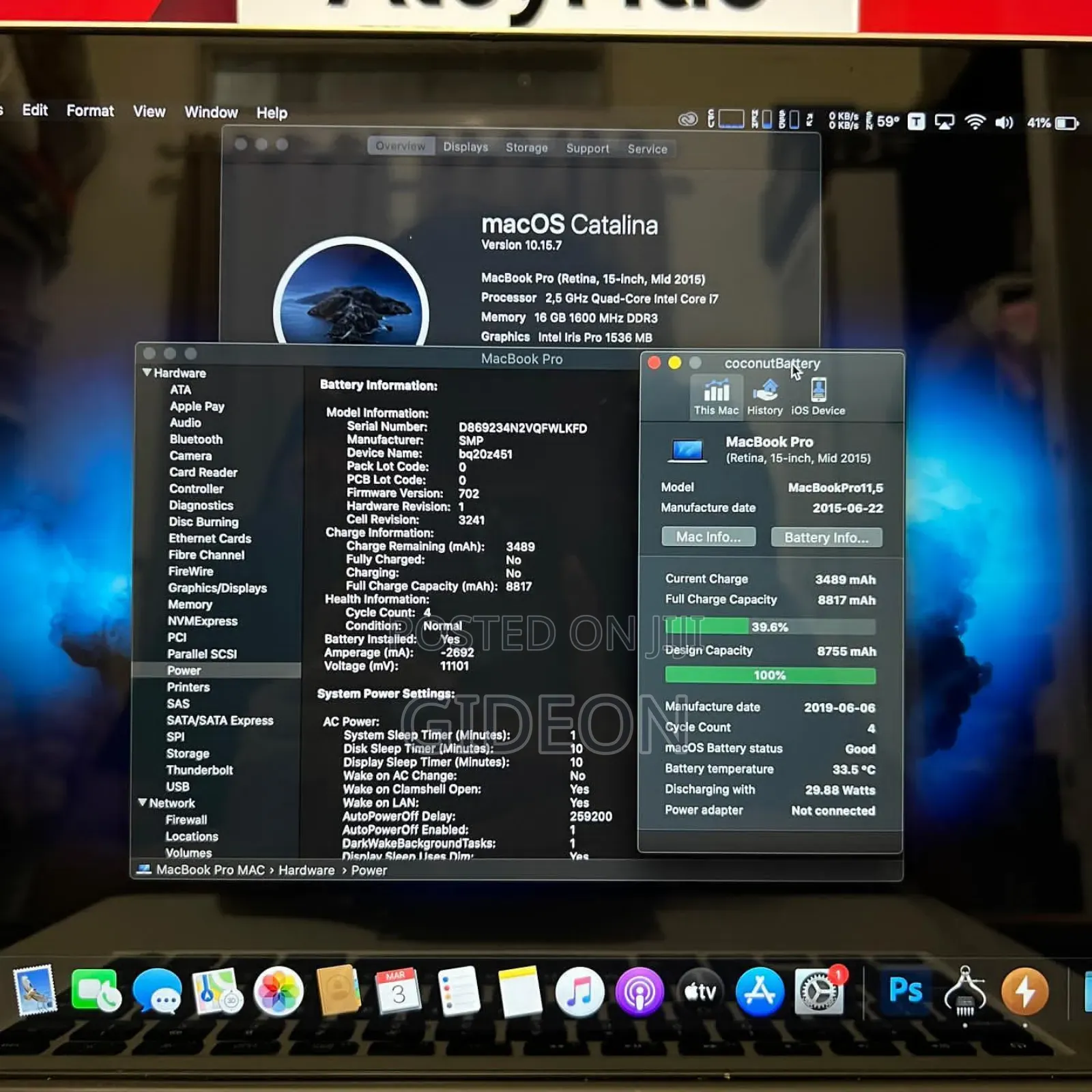 Laptop Apple MacBook Pro 2015 16GB Intel Core I7 SSD 512GB