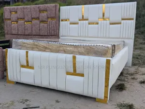 Bed Sofa Classic Sana Nyeupe Na Gold 