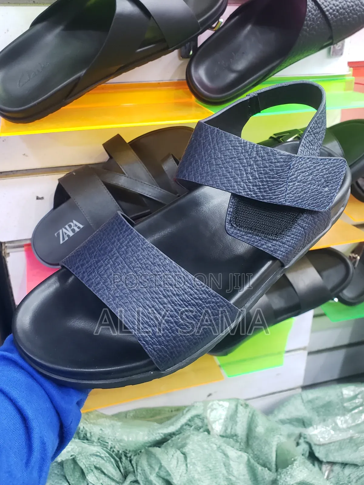 Men's Sandals Clark's Dark Blue Material Leather