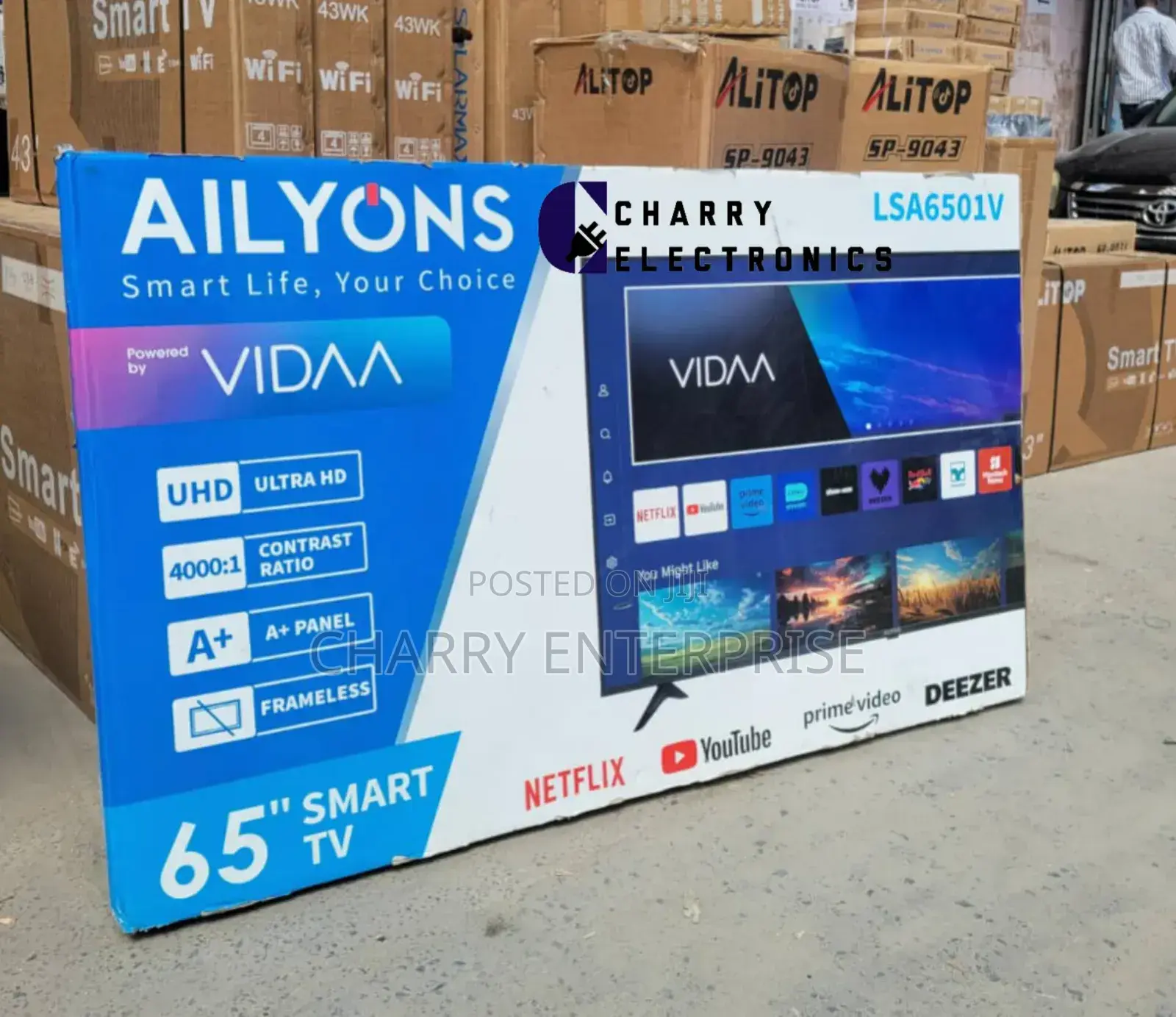 AILYONS Smart VIDAA FRAMELESS Ulta HD ( UHD) Tv 65 Inch 
