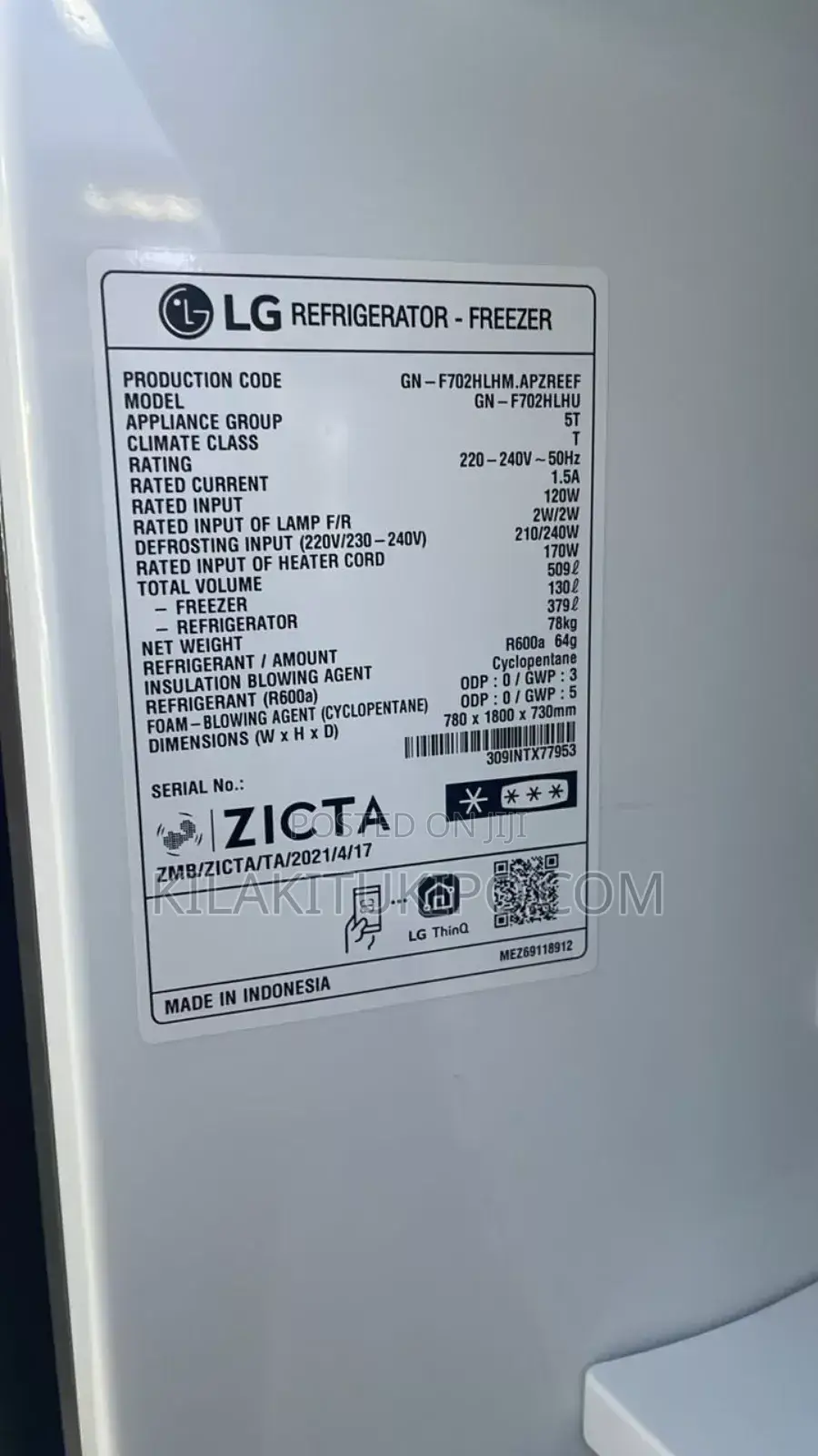 LG Inverter Refrigerator 509L