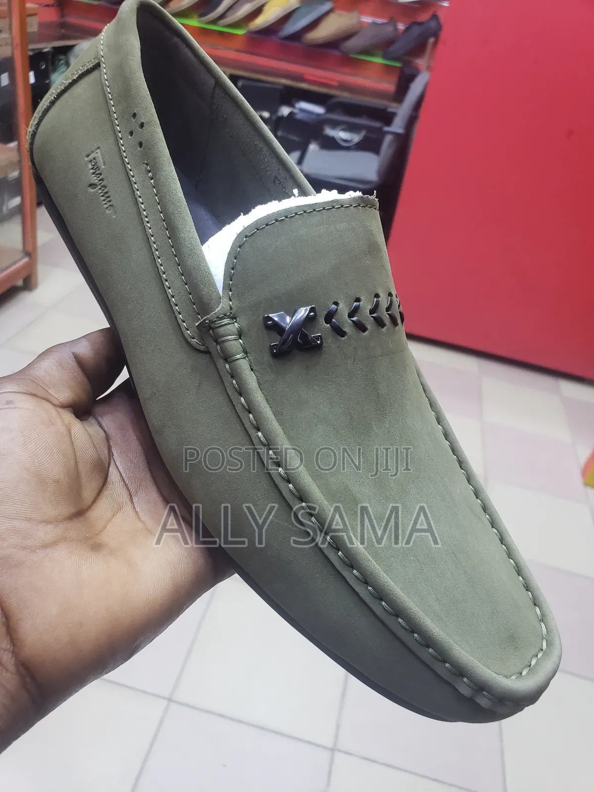Men's Loafers Ferragamo Green Material Leather