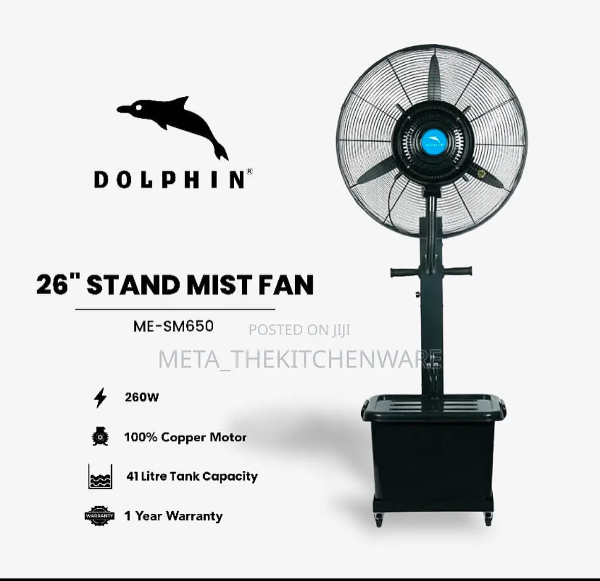 Dolphin Industrial Stand Mist Fan Size 26