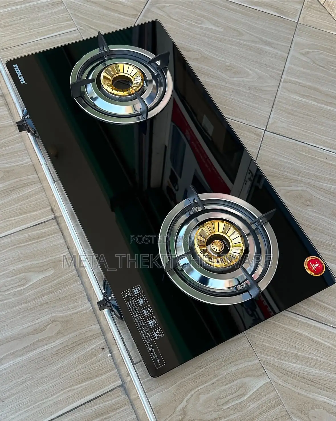 Nikai Gas Cooker Glass 2 Plate