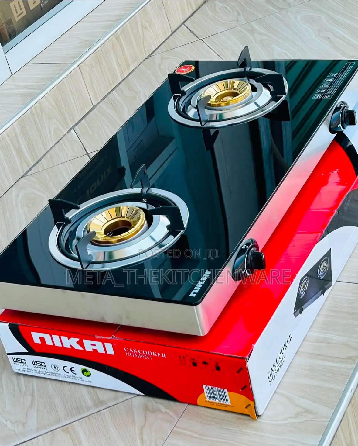 Nikai Gas Cooker Glass 2 Plate