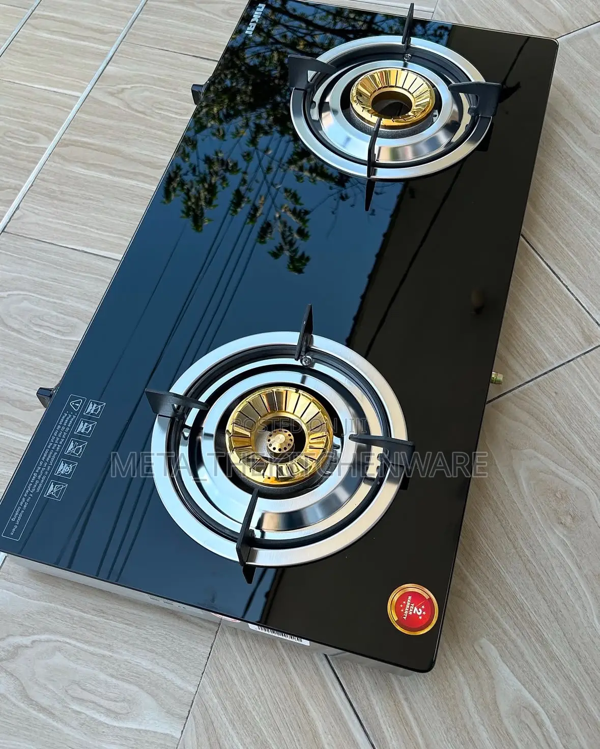 Nikai Gas Cooker Glass 2 Plate
