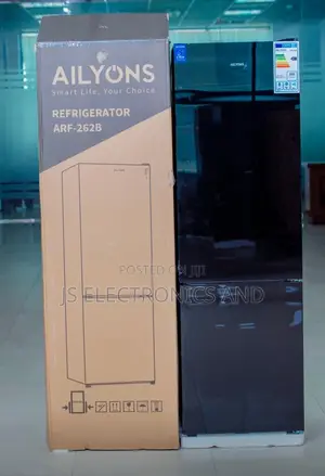 Ailyons Refrigerator Combi With Black Glass Non Frost 263L