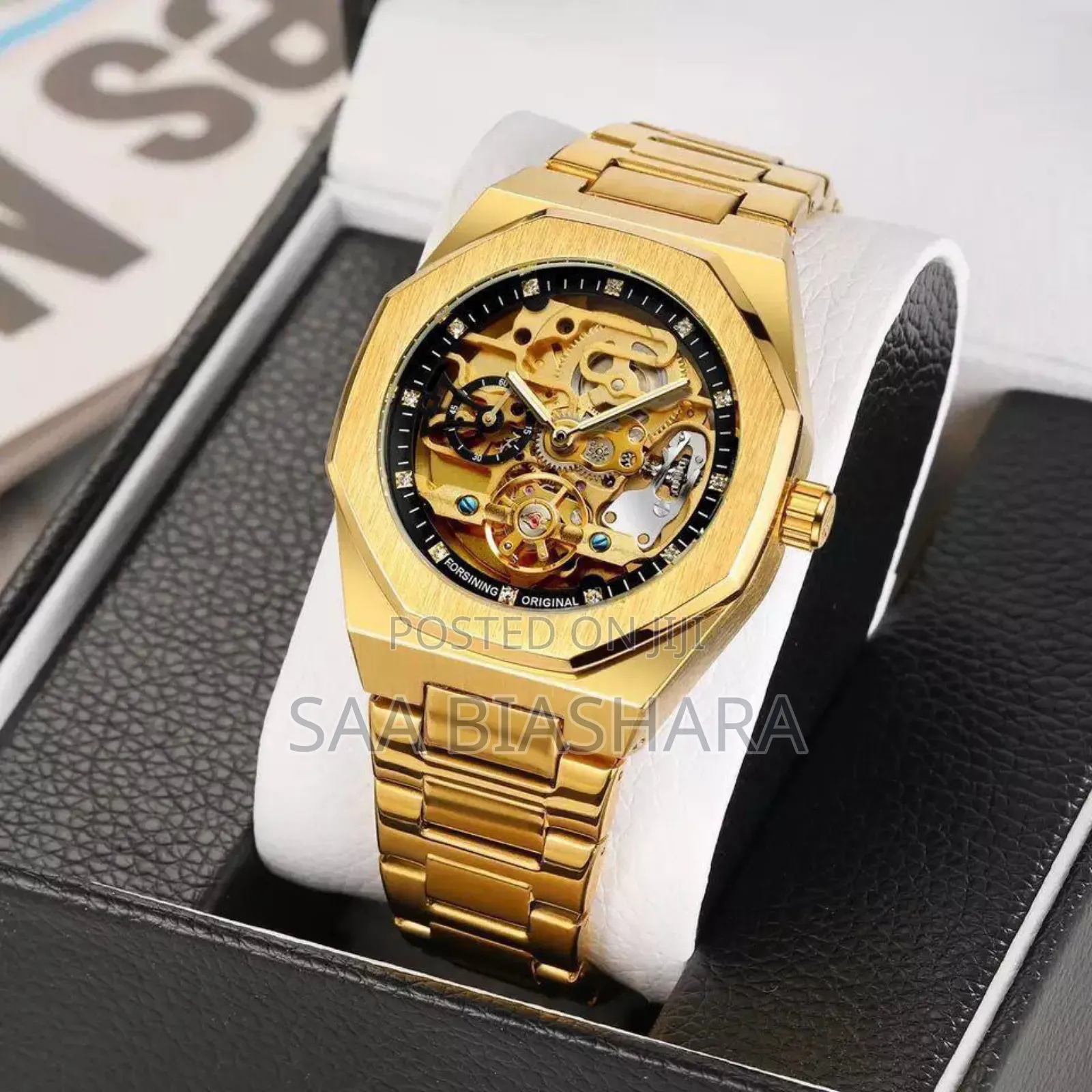 Forsining Automatic Mkanda Wa Chuma Gold