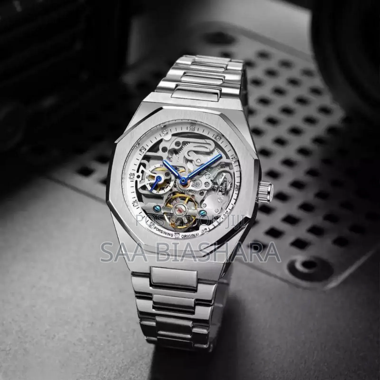 Forsining Automatic Mkanda Wa Chuma Silver