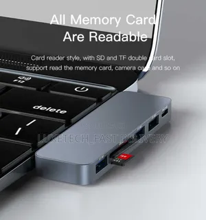 HB10 YESIDO Aluminum Alloy USB C Extender, Type-C Hub 6 in 1