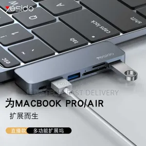HB10 YESIDO Aluminum Alloy USB C Extender, Type-C Hub 6 in 1