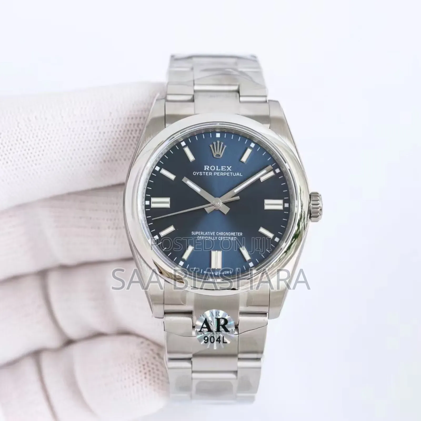 Rolex Oyster Perpetual Silver and Dark Blue 108