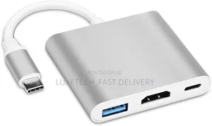 Type-C 3 in 1 Adapter Hub (Hdmi + Usb 3.0 Port + Usb-C)