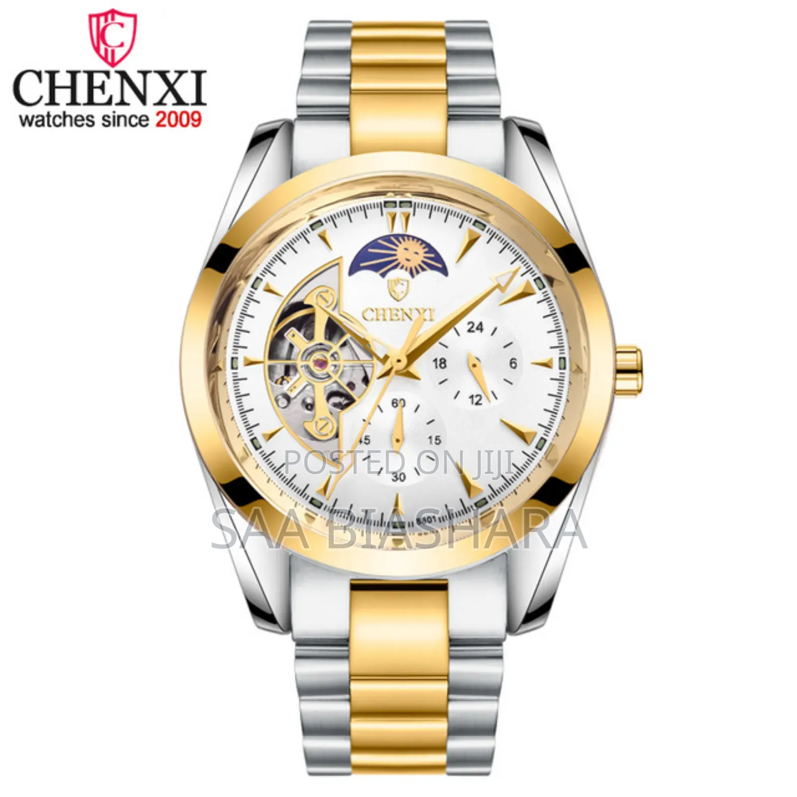Chenxi Mechanical Watch Gold Black and White 1003