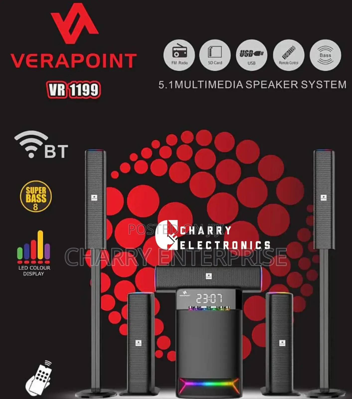 VERAPOINT SUPER BASS Subwoofer With Tower Speakers 5.1