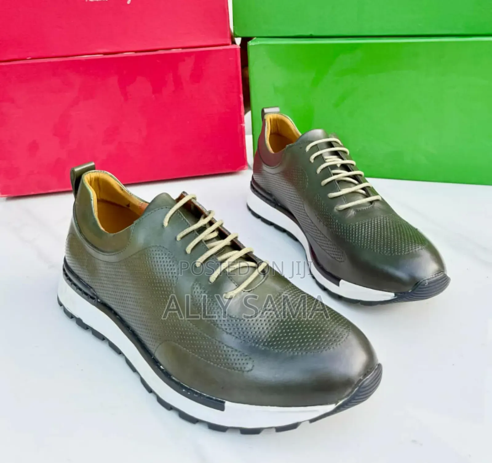 Men's Official Shoes Berluti Green Material Leather