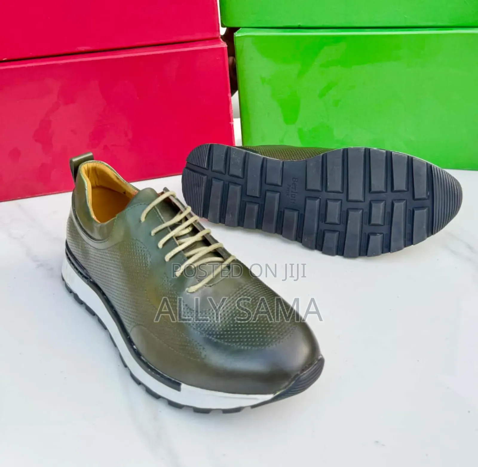Men's Official Shoes Berluti Green Material Leather