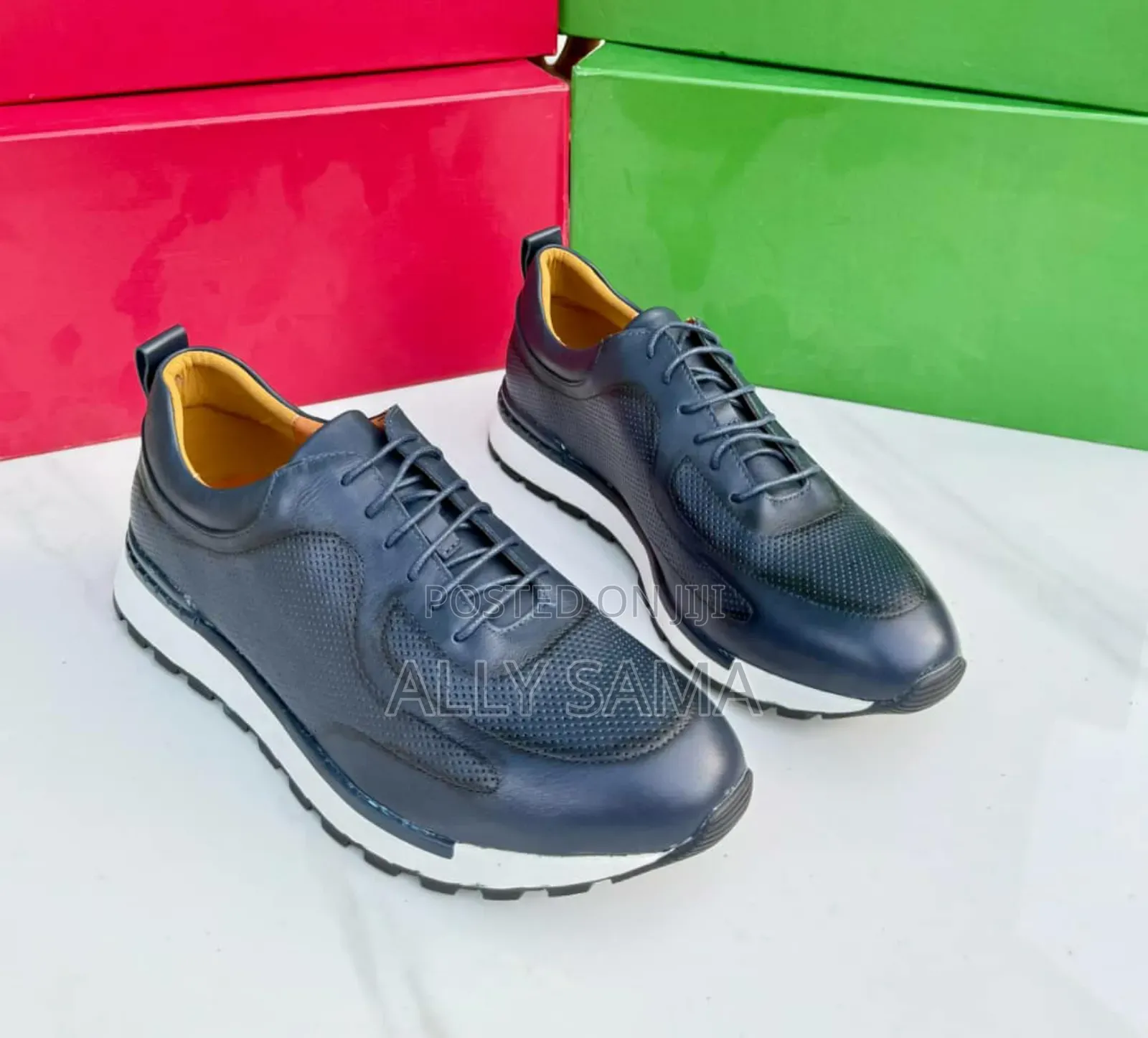 Men's Official Shoes Berluti Navy Blue Material Leather